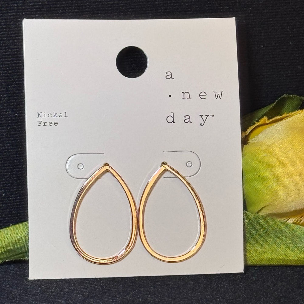 A NEW DAY Rose Gold Tone Tear Drop Earrings 1 inch approx